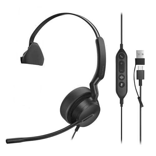 Yealink UH42 USB Headset mit Mikrofon Mono Kabelgebundenes PC Headset über Kabel USB-C/A Geräuschunterdrückung Kopfhörer für Büro Office Callcenter Bild 1