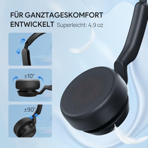 Yealink UH42 USB Headset mit Mikrofon Mono Kabelgebundenes PC Headset über Kabel USB-C/A Geräuschunterdrückung Kopfhörer für Büro Office Callcenter Bild 3