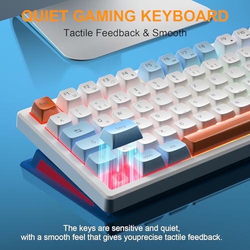 75% Tastatur und Maus Set Kabelloses, QWERTZ DE Layout Kompakte Gaming Tastatur mit Lautstärkeregler, Wiederaufladbare RGB Maus mit Akkuanzeige, Für PC Mac Xbox PS5 Bild 6