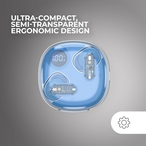 Mars Gaming MHIB2, Bluetooth 5.4 Kopfhörer, Immersiver Klang, Ergonomisches Halbtransparentes und Ultrakompaktes Design, 24 Stunden Wiedergabe, Kabellose Ohrhörer mit Etui und LED-Anzeige, Blau Bild 3