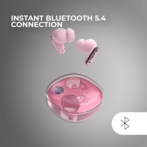 Mars Gaming MHIB2, Bluetooth 5.4 Kopfhörer, Immersiver Klang, Ergonomisches Halbtransparentes und Ultrakompaktes Design, 24 Stunden Wiedergabe, Kabellose Ohrhörer mit Etui und LED-Anzeige, Rosa Bild 4