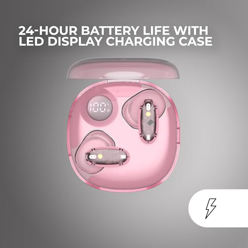 Mars Gaming MHIB2, Bluetooth 5.4 Kopfhörer, Immersiver Klang, Ergonomisches Halbtransparentes und Ultrakompaktes Design, 24 Stunden Wiedergabe, Kabellose Ohrhörer mit Etui und LED-Anzeige, Rosa Bild 5