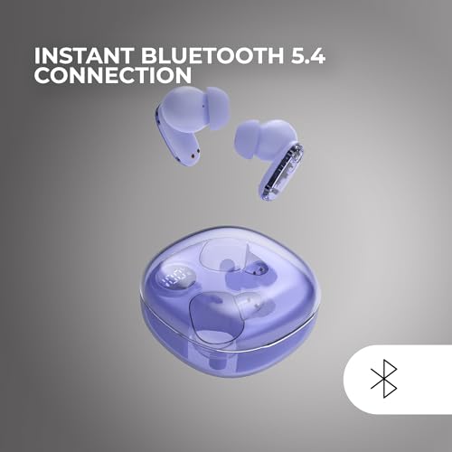 Mars Gaming MHIB2, Bluetooth 5.4 Kopfhörer, Immersiver Klang, Ergonomisches Halbtransparentes und Ultrakompaktes Design, 24 Stunden Wiedergabe, Kabellose Ohrhörer mit Etui und LED-Anzeige, Lila Bild 4