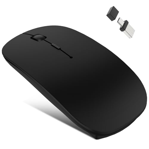 Kabellose Bluetooth Maus für iPad Pro/MacBook/Laptop/PC/Computer, Wiederaufladbare Maus Kabellos mit Jiggler Mouse beweger, 3 Adjustable DPI Level Tragbare schlanke leise Büromäuse - Schwarz Bild 1