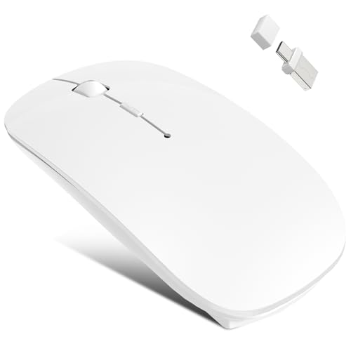 Funkmaus für Laptop, Bluetooth Kabellose Maus für MacBook Air Pro/Mac/iPad/PC, Wiederaufladbare Maus Kabellos mit Mouse Jiggler Nicht Nachweisbar, Leise klick Tragbare Wireless Mouse - Weiß Bild 1
