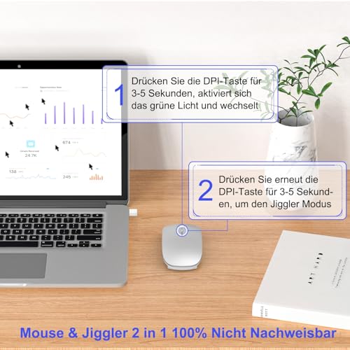 Mouse Wireless Bluetooth per MacBook Pro/Air/Mac/iPad/Laptop/Desktop/Mac/PC/Computer/telefono – Mouse da ufficio portatile sottile e silenzioso Con adattatore USB-C da 2,4 GHz Senza fili Bild 4