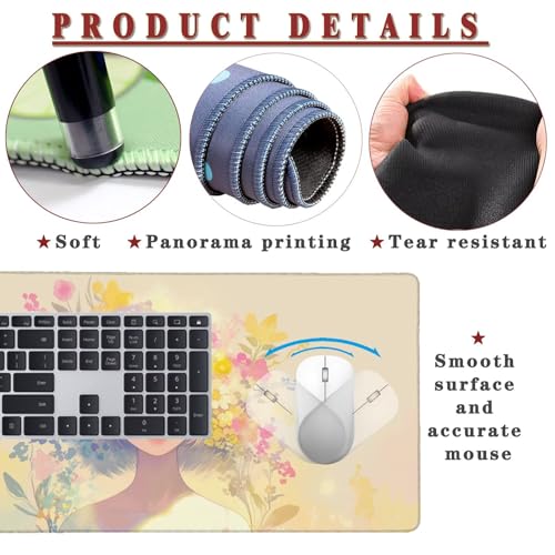 Mauspad XXL 1200x600x4mm Wasserdicht Schreibtischunterlage rutschfeste Speed Gaming Mousepad Girl Groß Desk Mouse Mat Maus Pad, Schreibtisch Unterlage Deko für PC, MacBook, Laptop, Home Office Bild 4