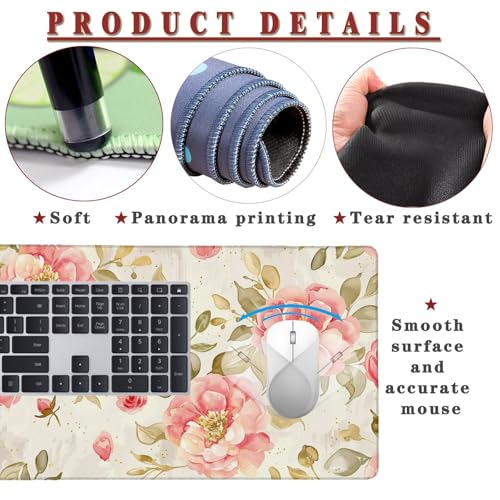 Mauspad XXL 1400x800x4mm Wasserdicht Schreibtischunterlage rutschfeste Speed Gaming Mousepad Golden (3) Groß Desk Mouse Mat Maus Pad, Schreibtisch Unterlage Deko für PC, MacBook, Laptop, Home Office Bild 4