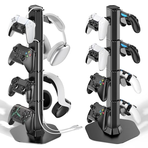 Controller Halter & Headset Halterung für Tisch, mit Ladekabel Organizer Kopfhörer Halter für Xbox/PS5/PS4/Switch, universelle Aufbewahrung Ständer, Controller, Telefone Interactive Gaming Figuren Bild 1