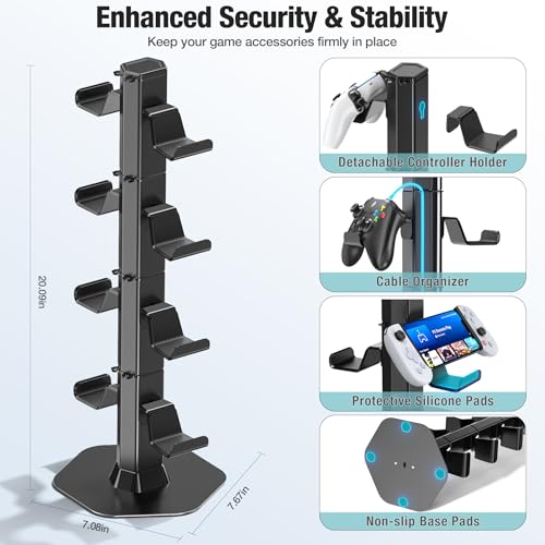 Controller Halter & Headset Halterung für Tisch, mit Ladekabel Organizer Kopfhörer Halter für Xbox/PS5/PS4/Switch, universelle Aufbewahrung Ständer, Controller, Telefone Interactive Gaming Figuren Bild 2