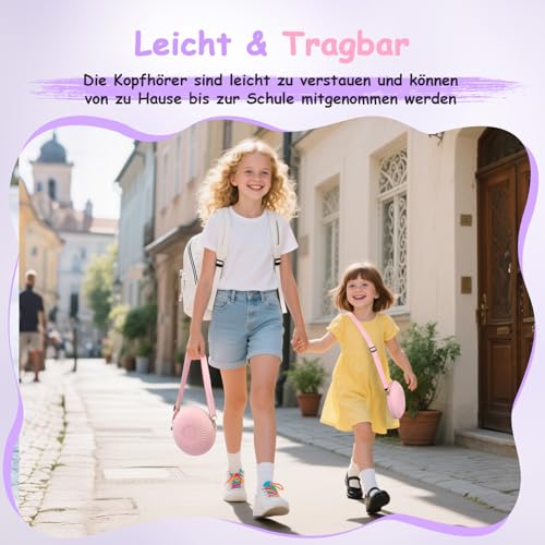 TONOSHARK Kinderkopfhörer mit Kabel Klappbar, mit Mikrofon, Kopfhörer Kinder Gehörschutz auf 85/94 dB, Kopfhörer Mädchen, Faltbares, Klinkenkabel 3,5 (Violett) Bild 5