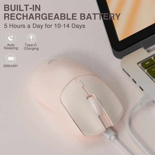 AULA SC580 Gaming Maus Kabellos,2.4GHz/USB-C/BT5.0 Wireless Gaming Mouse,12000DPI,6 Programmierbare Tasten,Kabellose Maus für PC/MAC Gamer (Milchkaffee) Bild 6