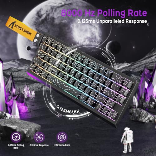 ATTACK SHARK X68 HE Kabelgebundene Magnetische Tastatur mit X3 Kabelloser Gaming-Maus-Kombination, 8KHz Rapid Trigger Tastatur, 0,01 mm RT-Präzision, 49g Maus, PAW3395, 26000 DPI – Schwarze Konturen Bild 6
