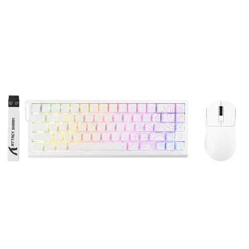 ATTACK SHARK X68 HE Kabelgebundene Magnetische Tastatur mit X3 Kabelloser Gaming-Maus-Kombination, 8KHz Rapid Trigger Tastatur, 0,01 mm RT-Präzision, Leichte Maus, PAW3395, 26000 DPI – Weiße Konturen Bild 1