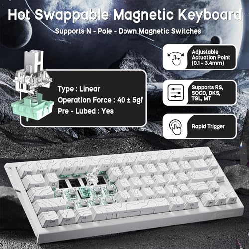 ATTACK SHARK X68 HE Kabelgebundene Magnetische Tastatur mit X3 Kabelloser Gaming-Maus-Kombination, 8KHz Rapid Trigger Tastatur, 0,01 mm RT-Präzision, Leichte Maus, PAW3395, 26000 DPI – Weiße Konturen Bild 5