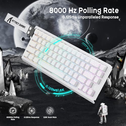 ATTACK SHARK X68 HE Kabelgebundene Magnetische Tastatur mit X3 Kabelloser Gaming-Maus-Kombination, 8KHz Rapid Trigger Tastatur, 0,01 mm RT-Präzision, Leichte Maus, PAW3395, 26000 DPI – Weiße Konturen Bild 6