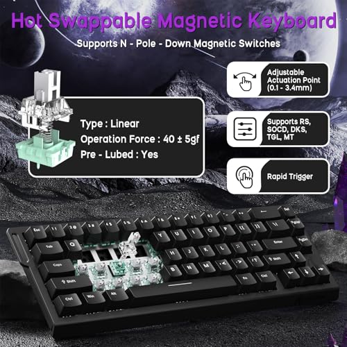 ATTACK SHARK X68 HE Kabelgebundene Magnetische Tastatur mit X3 Kabelloser Gaming-Maus-Kombination, 8KHz Rapid Trigger Tastatur, 0,01 mm RT-Präzision, 49g Superlight Maus, PAW3395, 26000 DPI – Schwarz Bild 5