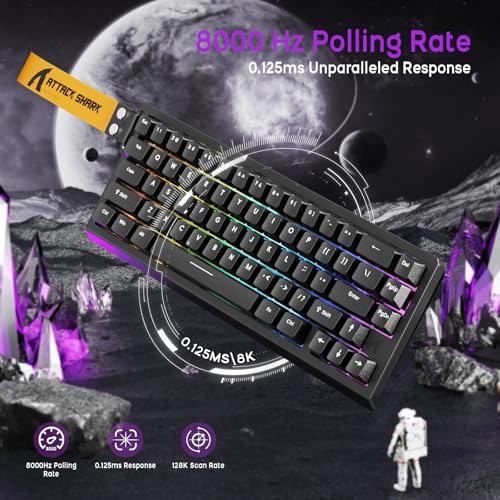 ATTACK SHARK X68 HE Kabelgebundene Magnetische Tastatur mit X3 Kabelloser Gaming-Maus-Kombination, 8KHz Rapid Trigger Tastatur, 0,01 mm RT-Präzision, 49g Superlight Maus, PAW3395, 26000 DPI – Schwarz Bild 6