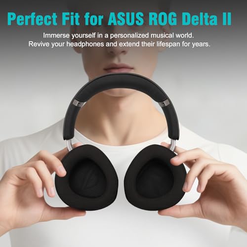 Ersatz-Ohrpolster, kompatibel mit ASUS ROG Delta II Headset, atmungsaktive Netz-Ohrpolster mit Memory-Schaum (Netzgewebe, schwarz) Bild 2