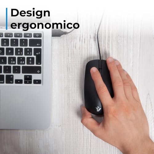 Vultech MOU-10 Maus mit USB-Kabel, leise, DPI Switch einstellbar 1000-2000, 4 Tasten + Scrollrad, ergonomisch, Ultraleicht, Plug and Play für Windows, Mac OS X und Linux Bild 6