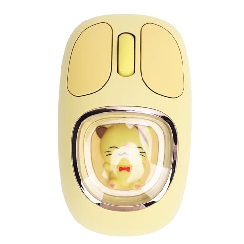 Wireless Mouse Bluetooth, Wiederaufladbare Gaming -Maus mit Cute Doll & RGB -Rückbeleuchtung, 2,4 G USB -Nano -Empfänger, Tragbare Computermäuse für PC -Spiel -Laptop -Desktop (Yellow) Bild 1