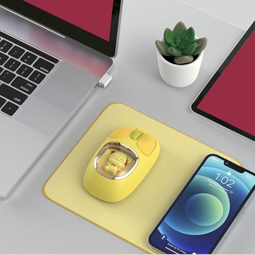 Wireless Mouse Bluetooth, Wiederaufladbare Gaming -Maus mit Cute Doll & RGB -Rückbeleuchtung, 2,4 G USB -Nano -Empfänger, Tragbare Computermäuse für PC -Spiel -Laptop -Desktop (Yellow) Bild 3