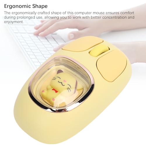 Wireless Mouse Bluetooth, Wiederaufladbare Gaming -Maus mit Cute Doll & RGB -Rückbeleuchtung, 2,4 G USB -Nano -Empfänger, Tragbare Computermäuse für PC -Spiel -Laptop -Desktop (Yellow) Bild 5