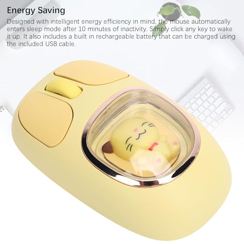 Wireless Mouse Bluetooth, Wiederaufladbare Gaming -Maus mit Cute Doll & RGB -Rückbeleuchtung, 2,4 G USB -Nano -Empfänger, Tragbare Computermäuse für PC -Spiel -Laptop -Desktop (Yellow) Bild 6