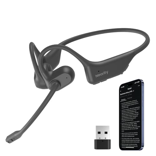 NEARITY MemPod Pro 2S, Open-Ear-Bluetooth-Kopfhörer mit Mikrofon, ChatGPT-Transkription & Zusammenfassung, Dongle, App-Steuerung, 97 Sprachen, für Vorträge, Meetings, Anrufe Bild 1