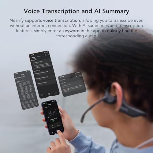 NEARITY MemPod Pro 2S, Open-Ear-Bluetooth-Kopfhörer mit Mikrofon, ChatGPT-Transkription & Zusammenfassung, Dongle, App-Steuerung, 97 Sprachen, für Vorträge, Meetings, Anrufe Bild 4