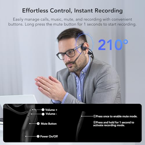 NEARITY MemPod Pro 2S, Open-Ear-Bluetooth-Kopfhörer mit Mikrofon, ChatGPT-Transkription & Zusammenfassung, Dongle, App-Steuerung, 97 Sprachen, für Vorträge, Meetings, Anrufe Bild 5
