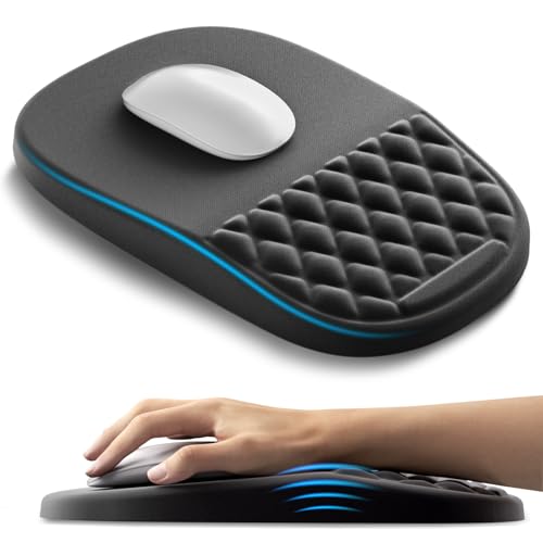 AUEDROT Ergonomisches Mauspad mit Gelkissen 2-in-1 Mousepad mit Handauflage, Memory-Schaum Mouse Pad mit Massage-Noppen & Rutschfester PU-Basis, Geeignet für Büro und Gaming, Als Geschenk, Schwarz Bild 1