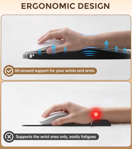 AUEDROT Ergonomisches Mauspad mit Gelkissen 2-in-1 Mousepad mit Handauflage, Memory-Schaum Mouse Pad mit Massage-Noppen & Rutschfester PU-Basis, Geeignet für Büro und Gaming, Als Geschenk, Schwarz Bild 2