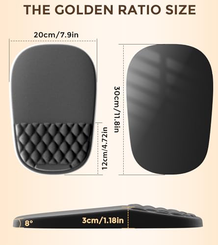 AUEDROT Ergonomisches Mauspad mit Gelkissen 2-in-1 Mousepad mit Handauflage, Memory-Schaum Mouse Pad mit Massage-Noppen & Rutschfester PU-Basis, Geeignet für Büro und Gaming, Als Geschenk, Schwarz Bild 5