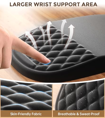 AUEDROT Ergonomisches Mauspad mit Gelkissen 2-in-1 Mousepad mit Handauflage, Memory-Schaum Mouse Pad mit Massage-Noppen & Rutschfester PU-Basis, Geeignet für Büro und Gaming, Als Geschenk, Schwarz Bild 6