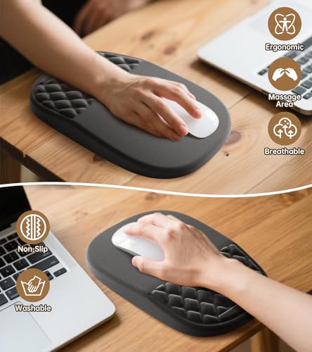AUEDROT Ergonomisches Mauspad mit Gelkissen 2-in-1 Mousepad mit Handauflage, Memory-Schaum Mouse Pad mit Massage-Noppen & Rutschfester PU-Basis, Geeignet für Büro und Gaming, Als Geschenk, Schwarz Bild 7