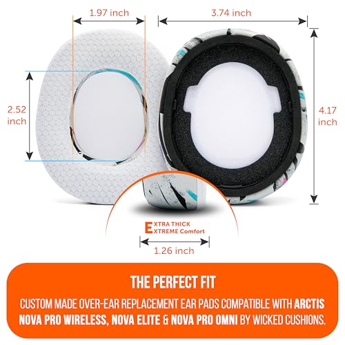 WC Mod Kit Nova Pro Wireless & Nova Elite – Kühlende Gel-Ohrpolster, Silikon-Kopfband und Magnetplatten für SteelSeries Arctis Nova Pro Wireless & Nova Elite von Wicked Cushions | 90's White Bild 5