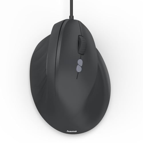 Hama vertikale Maus (optische Maus ohne Klickgeräusch, 7 Tasten, ergonomisch für Rechtshänder, 1000/1400/1800 DPI, 1,8m Kabel, ideal als Computermaus, Laptopmaus) schwarz Bild 1