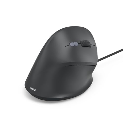 Hama vertikale Maus (optische Maus ohne Klickgeräusch, 7 Tasten, ergonomisch für Rechtshänder, 1000/1400/1800 DPI, 1,8m Kabel, ideal als Computermaus, Laptopmaus) schwarz Bild 3