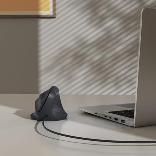 Hama vertikale Maus (optische Maus ohne Klickgeräusch, 7 Tasten, ergonomisch für Rechtshänder, 1000/1400/1800 DPI, 1,8m Kabel, ideal als Computermaus, Laptopmaus) schwarz Bild 6