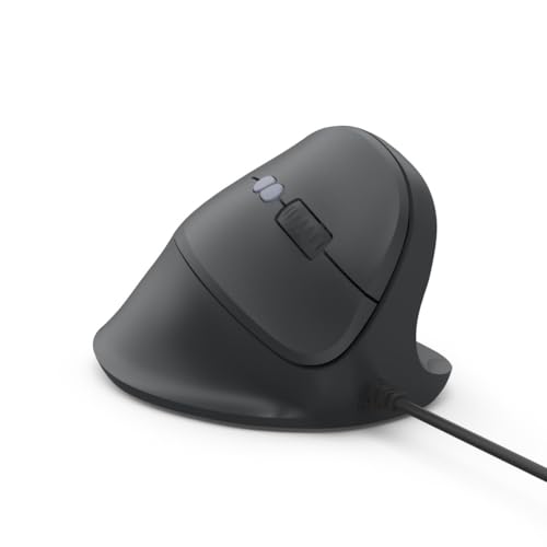 Hama vertikale Maus (optische Maus ohne Klickgeräusch, 7 Tasten, ergonomisch für Rechtshänder, 1000/1400/1800 DPI, 1,8m Kabel, ideal als Computermaus, Laptopmaus) schwarz Bild 7