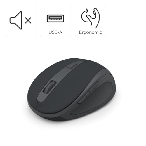 Hama Maus kabellos (optische Funkmaus ohne Klickgeräusch, ergonomisches Design, 6 Tasten, mit Browsertasten, 800/1200/1600 DPI, 2,4 GHz Technologie, ideal als Computermaus, Laptopmaus) schwarz Bild 2