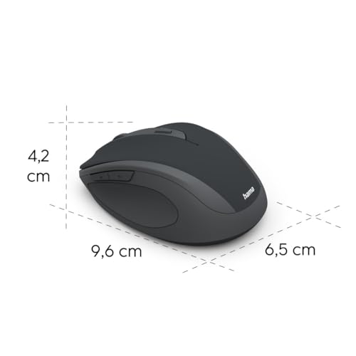 Hama Maus kabellos (optische Funkmaus ohne Klickgeräusch, ergonomisches Design, 6 Tasten, mit Browsertasten, 800/1200/1600 DPI, 2,4 GHz Technologie, ideal als Computermaus, Laptopmaus) schwarz Bild 3