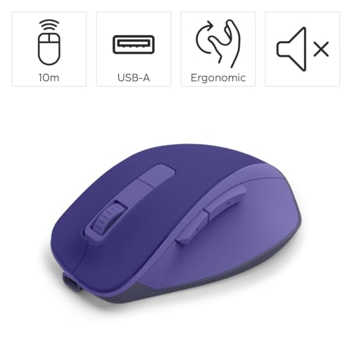 Hama Maus kabellos, wiederaufladbar (optische Funkmaus ohne Klickgeräusch, mit Akku, ergonomische Form, 6 Tasten, 800/1200/1600 DPI, KI Assistent, 2,4 GHz, ideal als Computermaus, Laptopmaus) blau Bild 2