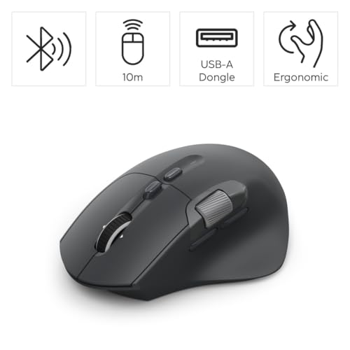 Hama Maus kabellos, wiederaufladbar, Bluetooth/Funk (Multi Device, optische Maus ohne Klickgeräusch, ergonomisch, Side Scroll u. Hyper Scroll Wheel, LED, Datenverschlüsselung, 10 Tasten, dpi Schalter) Bild 2