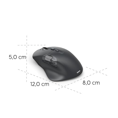 Hama Maus kabellos, wiederaufladbar, Bluetooth/Funk (Multi Device, optische Maus ohne Klickgeräusch, ergonomisch, Side Scroll u. Hyper Scroll Wheel, LED, Datenverschlüsselung, 10 Tasten, dpi Schalter) Bild 6