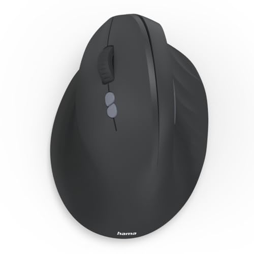 Hama Vertikalmaus für Linkshänder, Bluetooth/Funk (Multi Device, optische Maus ohne Klickgeräusch, 8 Tasten, ergonomische Funkmaus, 800/1200/1600 DPI, kabellos mit Akku, wiederaufladbar) schwarz Bild 1