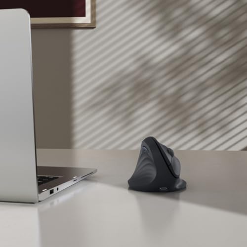 Hama Vertikalmaus für Linkshänder, Bluetooth/Funk (Multi Device, optische Maus ohne Klickgeräusch, 8 Tasten, ergonomische Funkmaus, 800/1200/1600 DPI, kabellos mit Akku, wiederaufladbar) schwarz Bild 7