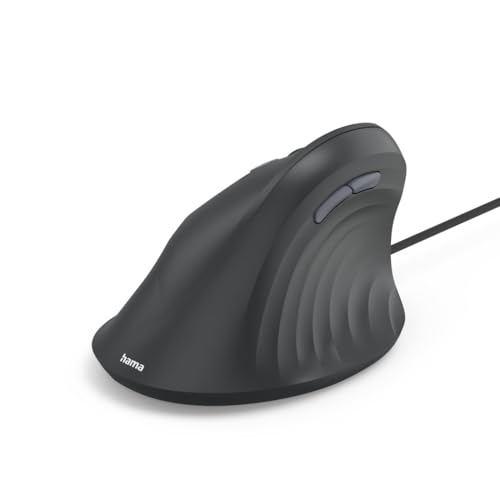 Hama Vertikalmaus für Linkshänder (optische Maus ohne Klickgeräusch, 7 Tasten, ergonomisch, 1000/1400/1800 DPI, 1,8m Kabel, ideal als Computermaus, Laptopmaus) schwarz Bild 3