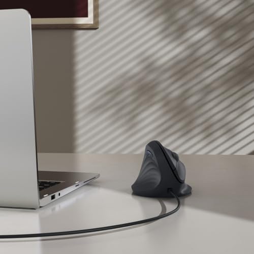 Hama Vertikalmaus für Linkshänder (optische Maus ohne Klickgeräusch, 7 Tasten, ergonomisch, 1000/1400/1800 DPI, 1,8m Kabel, ideal als Computermaus, Laptopmaus) schwarz Bild 6